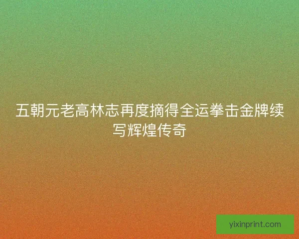 五朝元老高林志再度摘得全运拳击金牌续写辉煌传奇