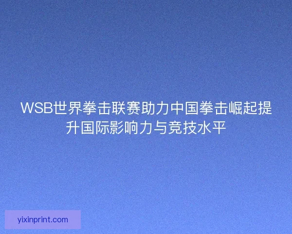 WSB世界拳击联赛助力中国拳击崛起提升国际影响力与竞技水平