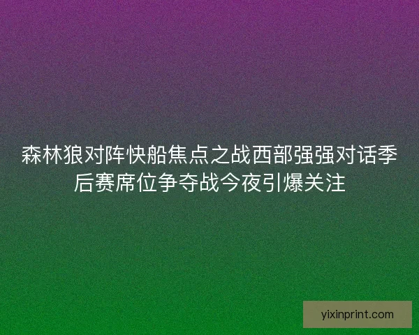 森林狼对阵快船焦点之战西部强强对话季后赛席位争夺战今夜引爆关注